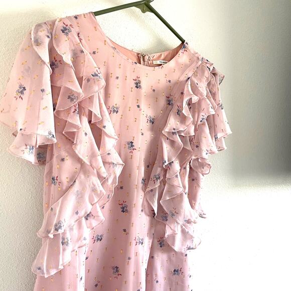 Tularosa Selma Floral Mini Dress Pastel Pink Size M Raffle Short Sleeve Wedding - Picture 3 of 8